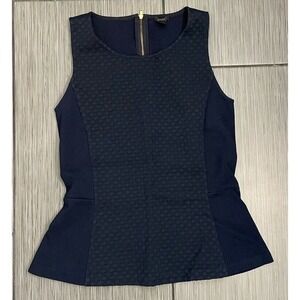 J.Crew Blouse Womens Top Navy Sleeveless Zipper Back Shirt Size XS